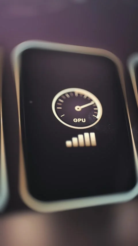 GPU Performance Speedometer With Ascending Bars 4K Stock Footage 341337698