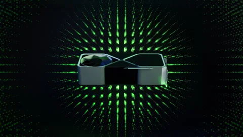 GPU processing unit generating concentric radiating energy waves Stock Footage 318935026