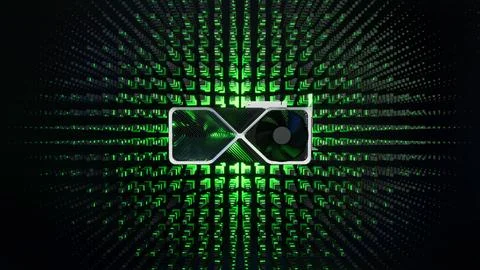 GPU processing unit generating concentric radiating energy waves 스톡 일러스트