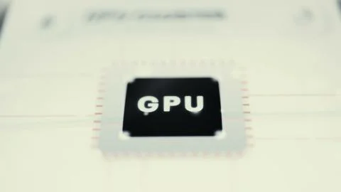 GPU Processor Chip on Minimal White Interface 库存照片