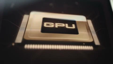 GPU Processor Chip Selected on Touch Interface Stock Photos