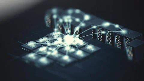 GPU Processor Network Connected To Server Rack Infrastructure 4K Stock Footage 341336305