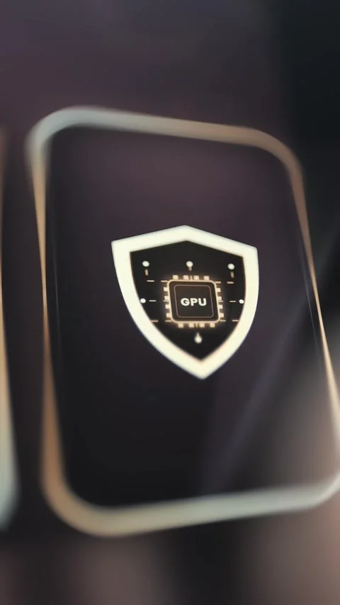 GPU Processor Protected By Shield Security Icon 4K Stock Footage 341337714