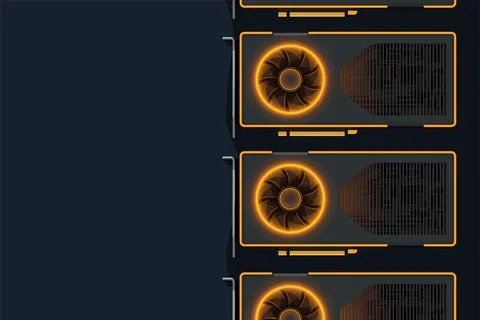 Gpu rig with orange light on blue Stock Illustration