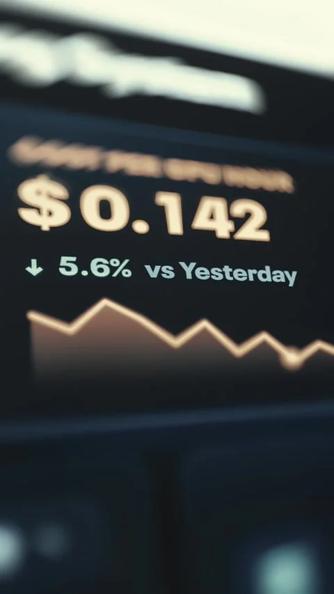 GPU Unit Cost Metric At 0.142 With Daily Decrease 4K Stock-Footage 341337603