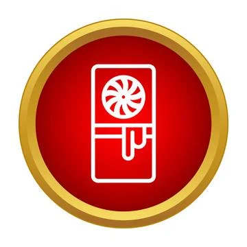 Gpu video card icon graphic in red circle Stock Illustration