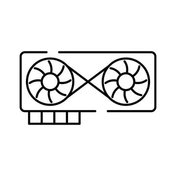 Gpu video card line icon, computer hardware component Stock Illustration