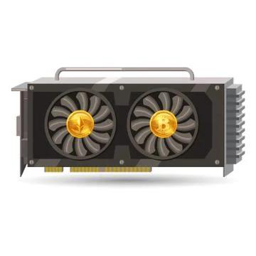 GPU videocard for mining isolated icon. Blockchain technology and digital money Illustrazione stock