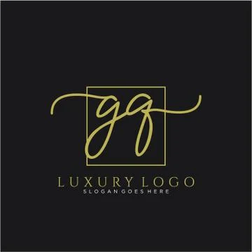 GQ Initial handwriting logo design Illustrazione stock