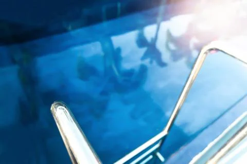 Grab bars stainless in the pool Stock Photos