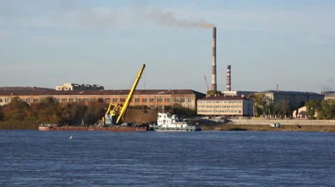 Grab crane working (Blagoveshchensk) Video stock 30692023