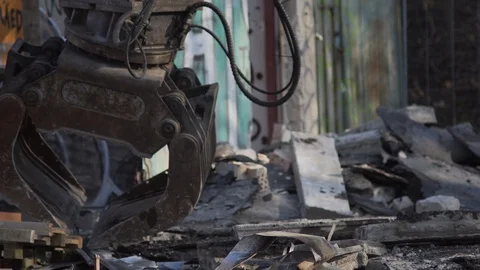 Grab Crawler Truck Sorting Materials Stock Footage 87575661