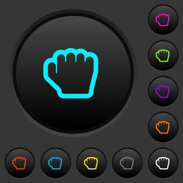 Grab cursor dark push buttons with color icons Stock Illustration