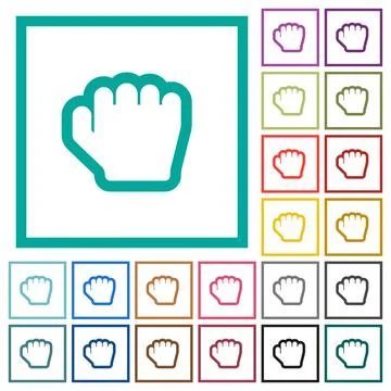 Grab cursor flat color icons with quadrant frames Stock Illustration