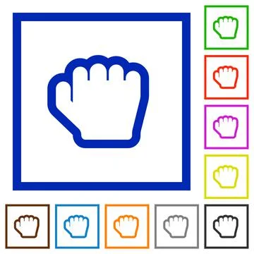 Grab cursor flat framed icons Stock Illustration