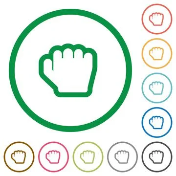 Grab cursor flat icons with outlines Stock Illustration