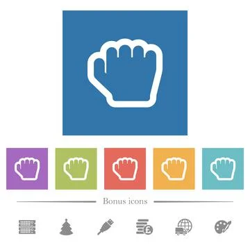 Grab cursor flat white icons in square backgrounds Stock Illustration