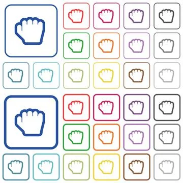 Grab cursor outlined flat color icons Stock Illustration
