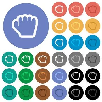 Grab cursor round flat multi colored icons Stock Illustration