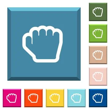Grab cursor white icons on edged square buttons Stock Illustration