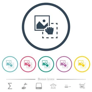 Grab image to upload flat color icons in round outlines Illustrazione stock