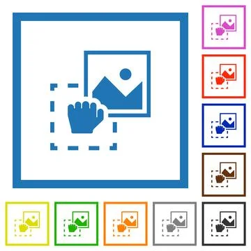Grab image to upload flat framed icons 스톡 일러스트