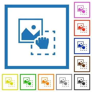Grab image to upload flat framed icons Stock Illustration