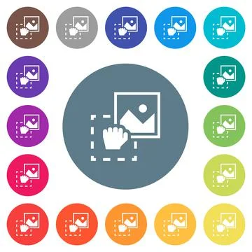Grab image to upload flat white icons on round color backgrounds イラスト素材