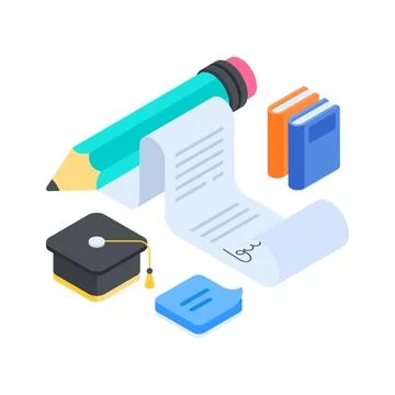 Grab this isometric illustration featuring final exam preparation and Stock Illustration