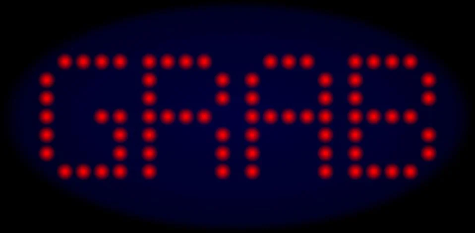 GRAB Led Style Caption with Glowing Dots Stock Illustration