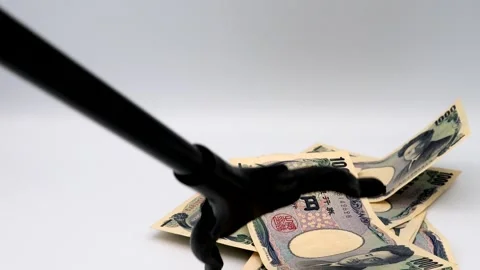 Grab a thousand-yen bill with a magic hand. Stock Footage 336509631