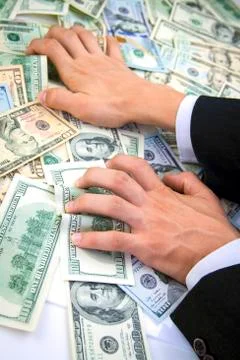 Grabbing american dollars Foto stock