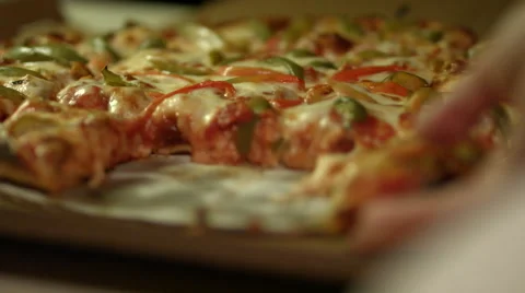 Grabbing a Slice of Chicago Pizza Stock Footage 58973539
