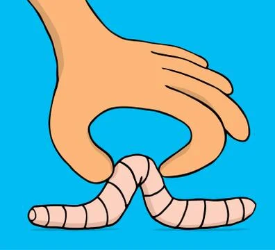 Grabbing small worm Stock Illustration