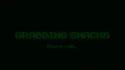 Grabbing snacks, please wait with retro pixel glitch loop on dark screen Stock Footage 344586274