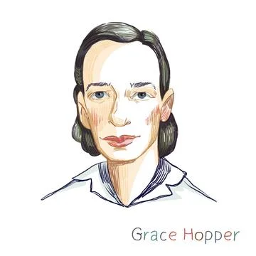 Grace Hopper portrait Stock Illustration