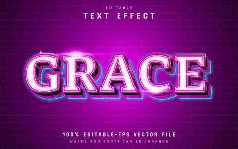Grace text effect with purple light Stock Illustration