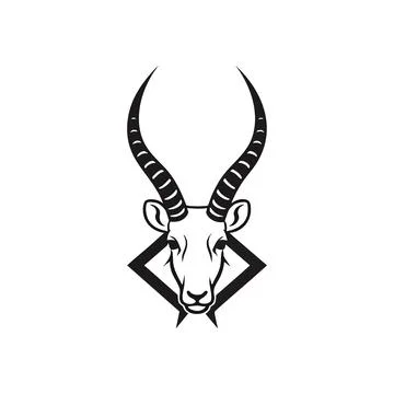 Graceful Antelope Head Design. A sleek gazelle visage with striking horns o.. Stock Illustration