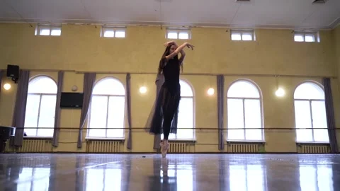 A graceful ballerina dancing elements of classical ballet in slow motion Stock Footage 271094613