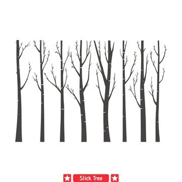 Graceful Branches  Elegant Stick Tree Silhouettes Set for Design Inspiration Stock Illustration