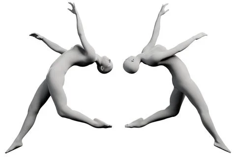Graceful dancer in bending pose on white background Stock Illustration