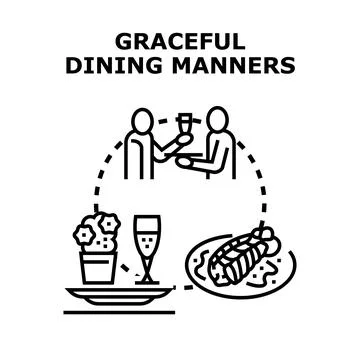 Graceful dining manners concept vector illustration Stock Illustration