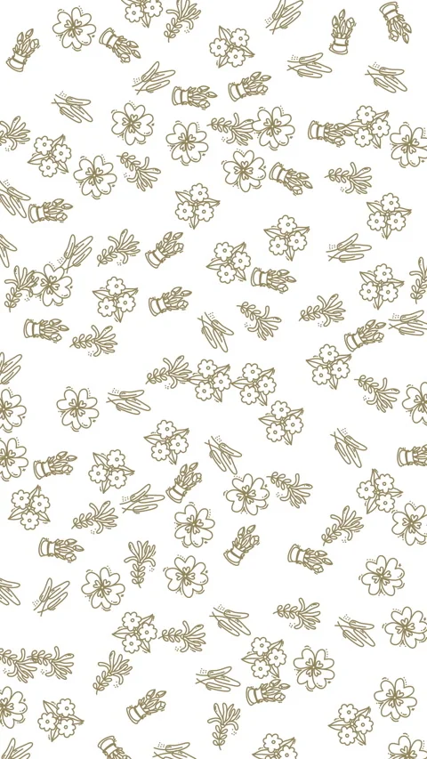 Graceful falling hand-drawn flowers and leaves minimalist white background .. 库存影片 339992382