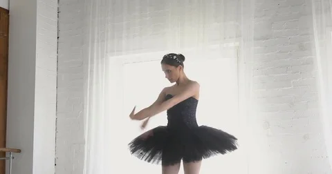 Graceful girl practicing ballet in the Studio Stock Footage 75116500