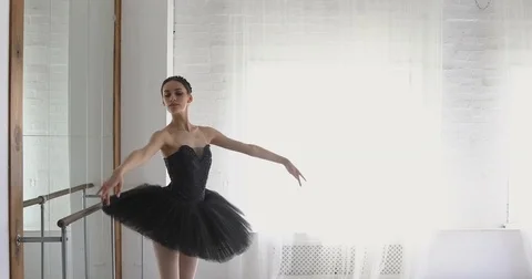 Graceful girl practicing ballet in the Studio Stock Footage 75123290