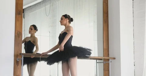 Graceful girl practicing ballet in the Studio Stock Footage 75130758