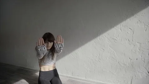 Graceful girl practicing contemp in studio, she performing the elements of dance Stock Footage 70784563