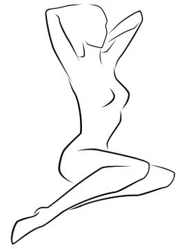 Graceful lady sitting in beautiful pose Stock Illustration