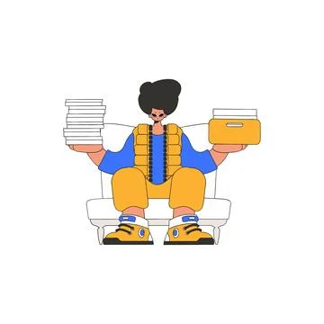 A graceful man holds stacks of documents in his hands. Stock Illustration