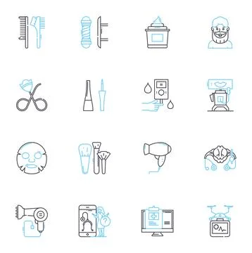 Graceful maturity linear icons set. Poise, Elegance, Wisdom, Serenity, Dignity Stock Illustration